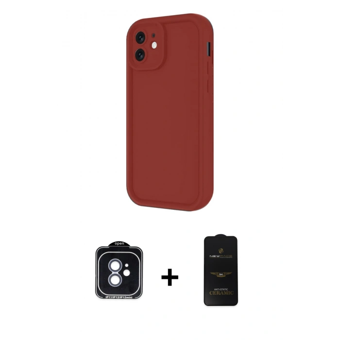 MARSİLYAN™- iPhone 11 Kılıf Yankı Yansıma Özel Seri - Siyah 6D Antistatik Mat Seramik Hayalet Nano Ekran Koruyucu + PVD Metal Kamera Lens - MI
