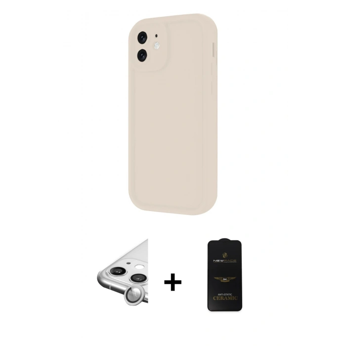MARSİLYAN™- iPhone 11 Kılıf Yankı Yansıma Özel Seri - Siyah 6D Antistatik Mat Seramik Hayalet Nano Ekran Koruyucu + Raze Metal Kamera Lens - GS