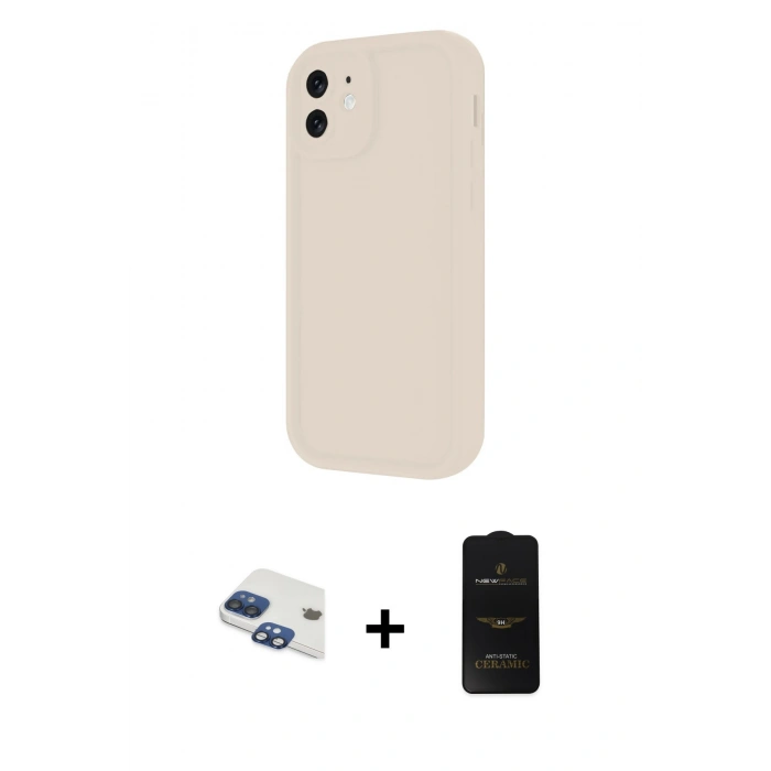 MARSİLYAN™- iPhone 11 Kılıf Yankı Yansıma Özel Seri - Siyah 6D Antistatik Mat Seramik Hayalet Nano Ekran Koruyucu + Pers Alüminyum Kamera Lens - LT