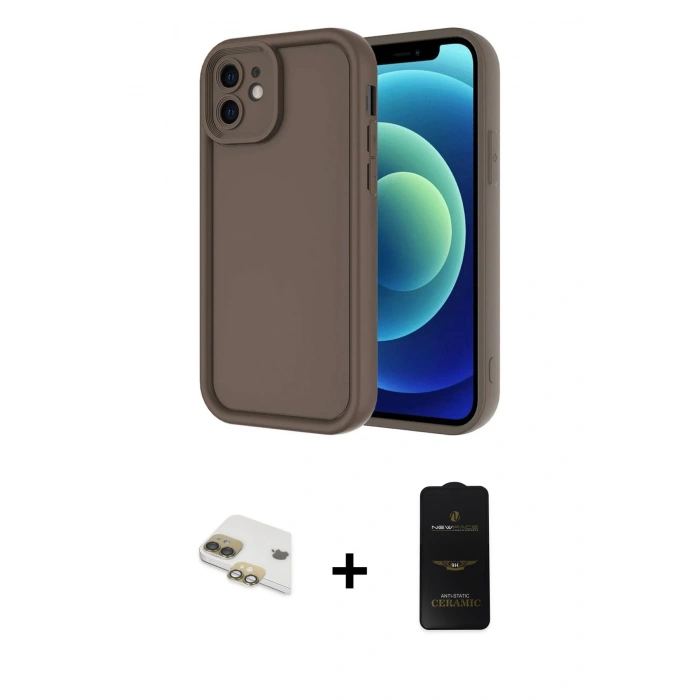 MARSİLYAN™- iPhone 11 Kılıf Yankı Yansıma Özel Seri - Siyah 6D Antistatik Mat Seramik Hayalet Nano Ekran Koruyucu + Pers Alüminyum Kamera Lens - GD