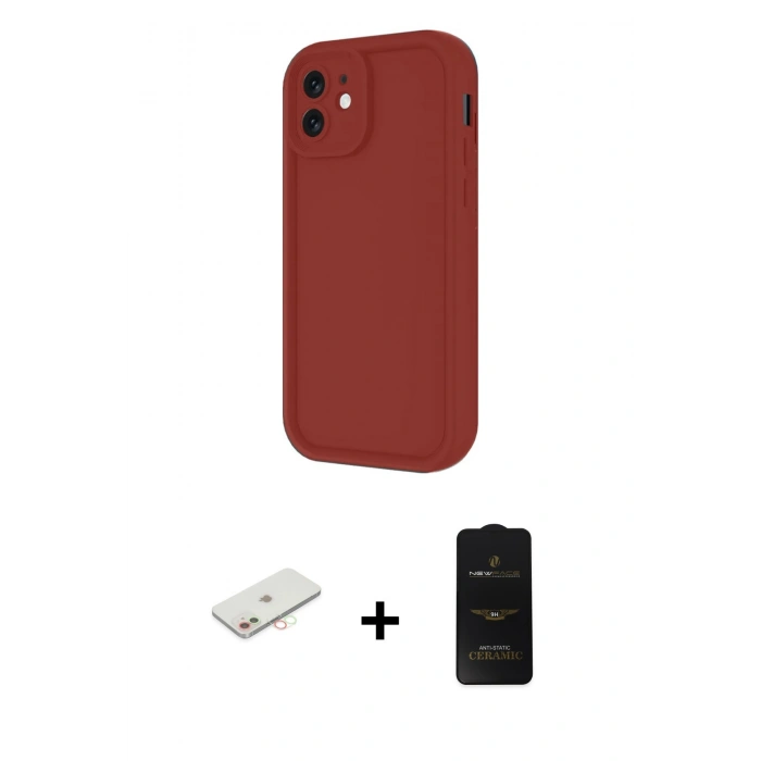 MARSİLYAN™- iPhone 11 Kılıf Yankı Yansıma Özel Seri - Siyah 6D Antistatik Mat Seramik Hayalet Nano Ekran Koruyucu + Renkli Kamera Lens Koruma Cam - YL