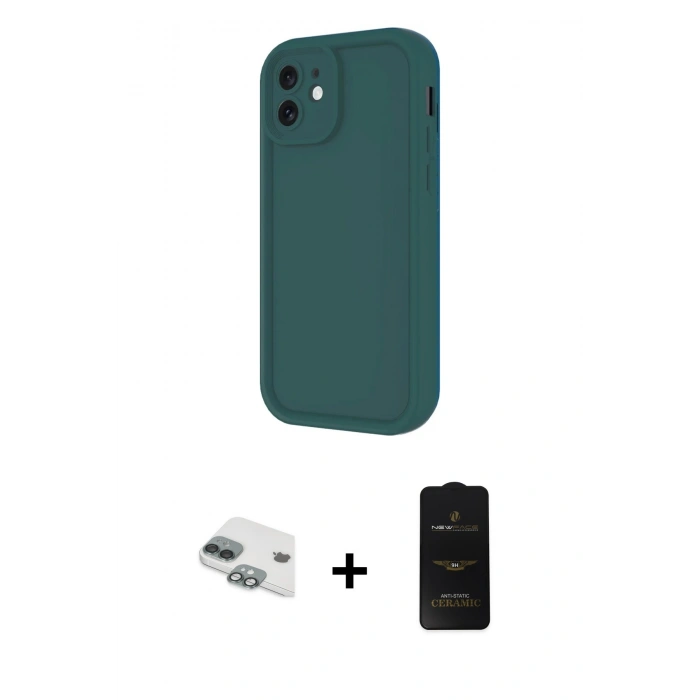 MARSİLYAN™- iPhone 11 Kılıf Yankı Yansıma Özel Seri - Siyah 6D Antistatik Mat Seramik Hayalet Nano Ekran Koruyucu + Pers Alüminyum Kamera Lens - YL