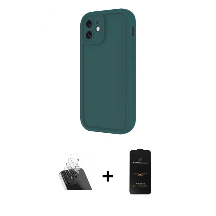 MARSİLYAN™- iPhone 11 Kılıf Yankı Yansıma Özel Seri - Siyah 6D Antistatik Mat Seramik Hayalet Nano Ekran Koruyucu + Kamera Lens Koruma Cam - SF