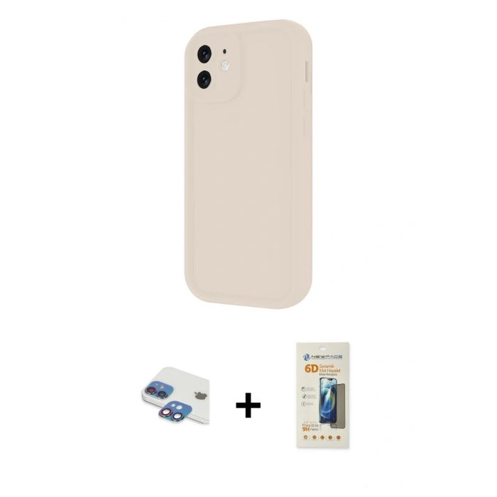 MARSİLYAN™- iPhone 11 Kılıf Yankı Yansıma Özel Seri - Siyah 6D Mat Seramik Hayalet Nano Ekran Koruyucu + Pers Alüminyum Kamera Lens - GI