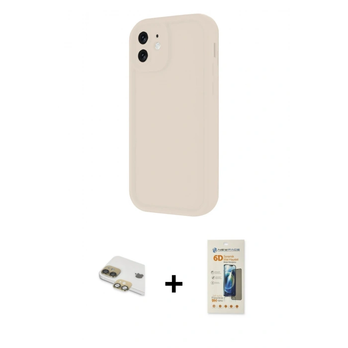 MARSİLYAN™- iPhone 11 Kılıf Yankı Yansıma Özel Seri - Siyah 6D Mat Seramik Hayalet Nano Ekran Koruyucu + Pers Alüminyum Kamera Lens - GD