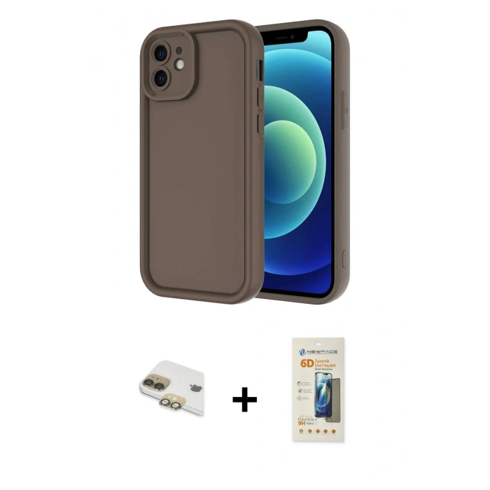 MARSİLYAN™- iPhone 11 Kılıf Yankı Yansıma Özel Seri - Siyah 6D Mat Seramik Hayalet Nano Ekran Koruyucu + Pers Alüminyum Kamera Lens - GD