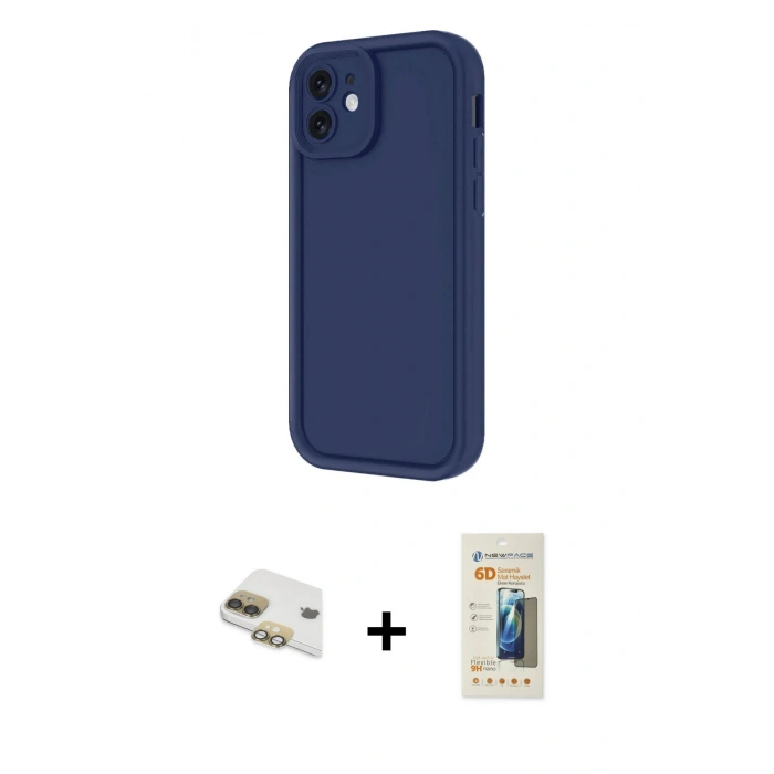 MARSİLYAN™- iPhone 11 Kılıf Yankı Yansıma Özel Seri - Siyah 6D Mat Seramik Hayalet Nano Ekran Koruyucu + Pers Alüminyum Kamera Lens - GD