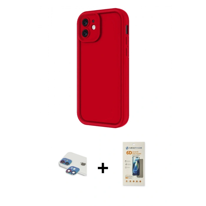 MARSİLYAN™- iPhone 11 Kılıf Yankı Yansıma Özel Seri - Siyah 6D Mat Seramik Hayalet Nano Ekran Koruyucu + Pers Alüminyum Kamera Lens - GI