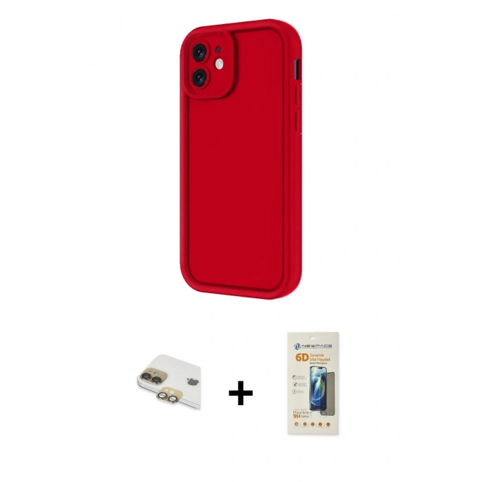 MARSİLYAN™- iPhone 11 Kılıf Yankı Yansıma Özel Seri - Siyah 6D Mat Seramik Hayalet Nano Ekran Koruyucu + Pers Alüminyum Kamera Lens - GD
