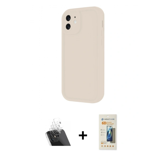 MARSİLYAN™- iPhone 11 Kılıf Yankı Yansıma Özel Seri - Siyah 6D Mat Seramik Hayalet Nano Ekran Koruyucu + Kamera Lens Koruma Cam - SF