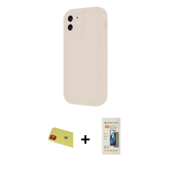 MARSİLYAN™- iPhone 11 Kılıf Yankı Yansıma Özel Seri - Siyah 6D Mat Seramik Hayalet Nano Ekran Koruyucu + Rainbow Kamera Lens Koruma Cam - KI
