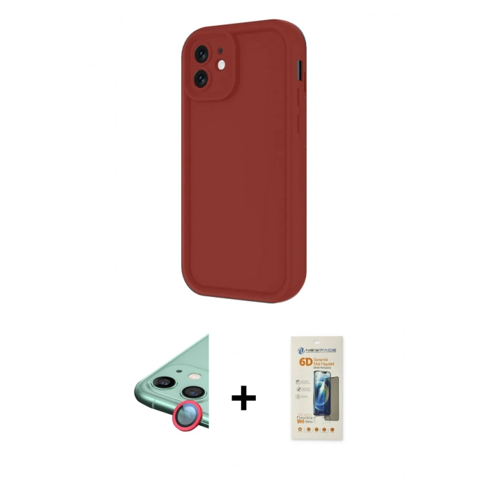 MARSİLYAN™- iPhone 11 Kılıf Yankı Yansıma Özel Seri - Siyah 6D Mat Seramik Hayalet Nano Ekran Koruyucu + Raze Metal Kamera Lens - KI