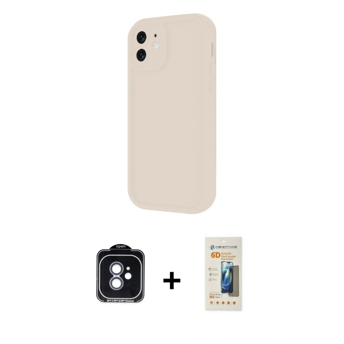 MARSİLYAN™- iPhone 11 Kılıf Yankı Yansıma Özel Seri - Siyah 6D Mat Seramik Hayalet Nano Ekran Koruyucu + PVD Metal Kamera Lens - MI