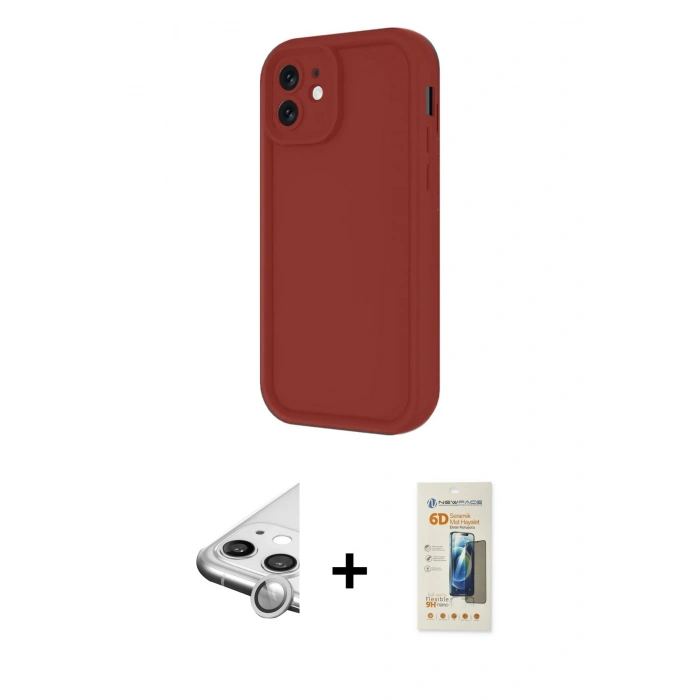 MARSİLYAN™- iPhone 11 Kılıf Yankı Yansıma Özel Seri - Siyah 6D Mat Seramik Hayalet Nano Ekran Koruyucu + Raze Metal Kamera Lens - GS