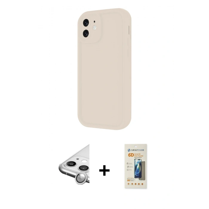 MARSİLYAN™- iPhone 11 Kılıf Yankı Yansıma Özel Seri - Siyah 6D Mat Seramik Hayalet Nano Ekran Koruyucu + Raze Metal Kamera Lens - GS