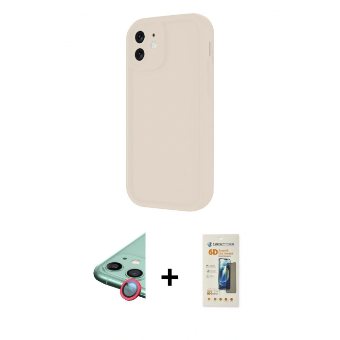 MARSİLYAN™- iPhone 11 Kılıf Yankı Yansıma Özel Seri - Siyah 6D Mat Seramik Hayalet Nano Ekran Koruyucu + Raze Metal Kamera Lens - KI