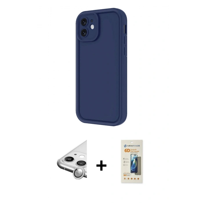 MARSİLYAN™- iPhone 11 Kılıf Yankı Yansıma Özel Seri - Siyah 6D Mat Seramik Hayalet Nano Ekran Koruyucu + Raze Metal Kamera Lens - GS