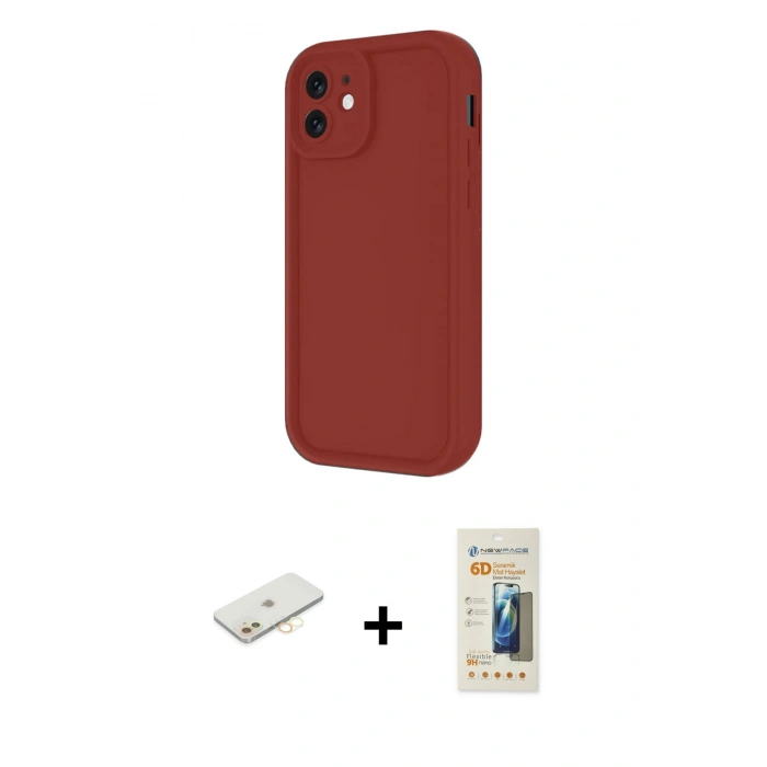 MARSİLYAN™- iPhone 11 Kılıf Yankı Yansıma Özel Seri - Siyah 6D Mat Seramik Hayalet Nano Ekran Koruyucu + Renkli Kamera Lens Koruma Cam - SI