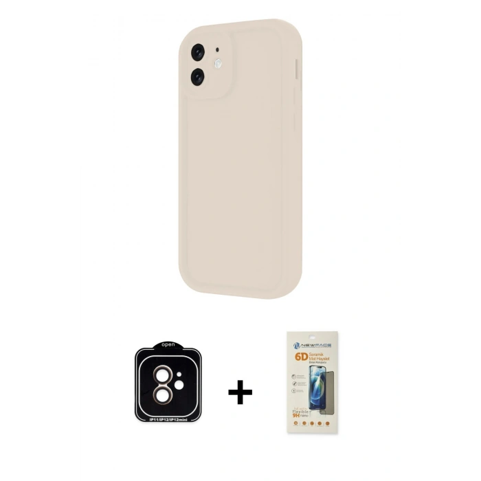 MARSİLYAN™- iPhone 11 Kılıf Yankı Yansıma Özel Seri - Siyah 6D Mat Seramik Hayalet Nano Ekran Koruyucu + PVD Metal Kamera Lens - TU