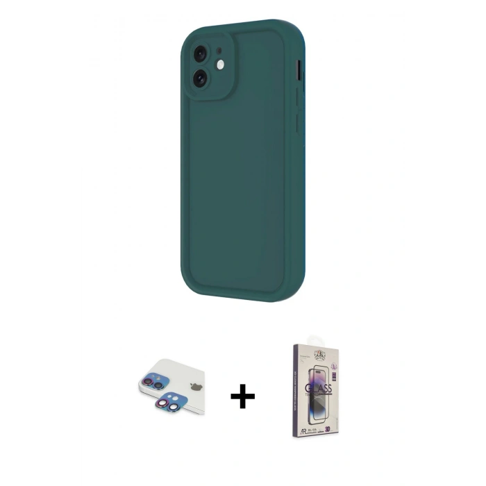 MARSİLYAN™- iPhone 11 Kılıf Yankı Yansıma Özel Seri - Siyah Bilvis 3D Cam Ekran Koruyucu + Pers Alüminyum Kamera Lens - GI
