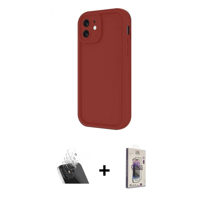 MARSİLYAN™- iPhone 11 Kılıf Yankı Yansıma Özel Seri - Siyah Bilvis 3D Cam Ekran Koruyucu + Kamera Lens Koruma Cam - SF