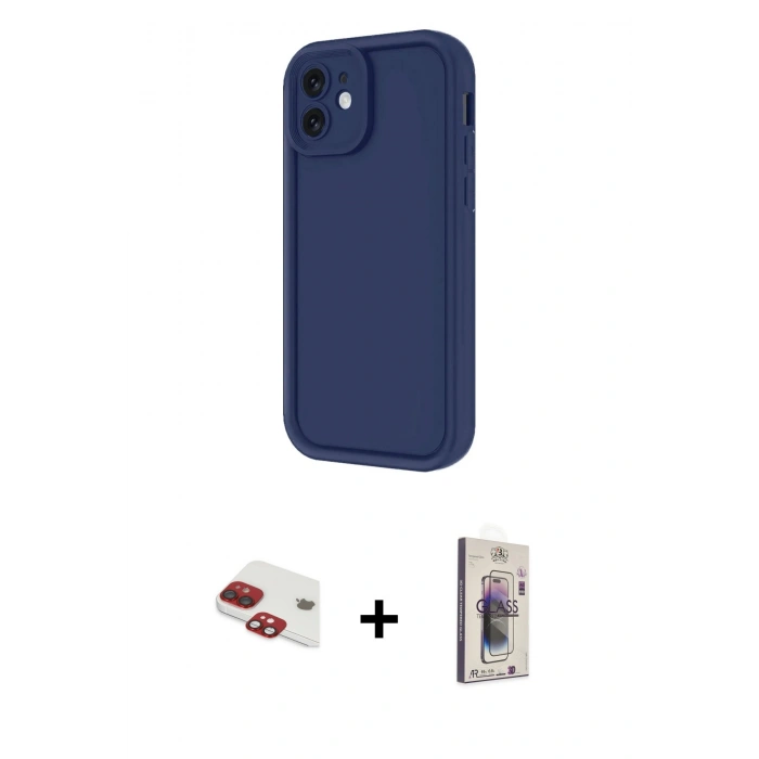 MARSİLYAN™- iPhone 11 Kılıf Yankı Yansıma Özel Seri - Siyah Bilvis 3D Cam Ekran Koruyucu + Pers Alüminyum Kamera Lens - KI