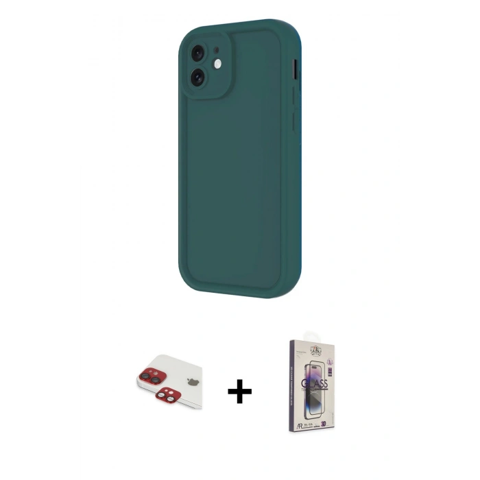 MARSİLYAN™- iPhone 11 Kılıf Yankı Yansıma Özel Seri - Siyah Bilvis 3D Cam Ekran Koruyucu + Pers Alüminyum Kamera Lens - KI