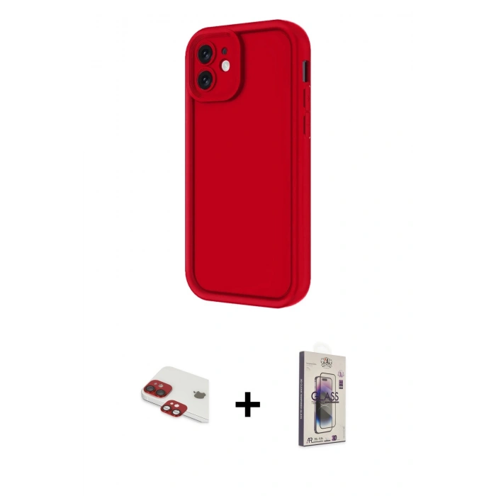 MARSİLYAN™- iPhone 11 Kılıf Yankı Yansıma Özel Seri - Siyah Bilvis 3D Cam Ekran Koruyucu + Pers Alüminyum Kamera Lens - KI