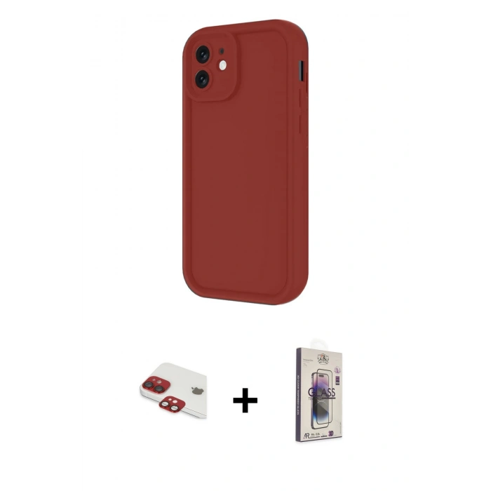 MARSİLYAN™- iPhone 11 Kılıf Yankı Yansıma Özel Seri - Siyah Bilvis 3D Cam Ekran Koruyucu + Pers Alüminyum Kamera Lens - KI