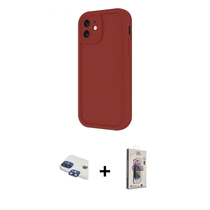 MARSİLYAN™- iPhone 11 Kılıf Yankı Yansıma Özel Seri - Siyah Bilvis 3D Cam Ekran Koruyucu + Pers Alüminyum Kamera Lens - LT