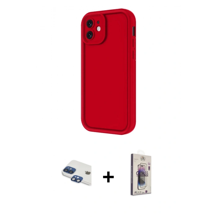 MARSİLYAN™- iPhone 11 Kılıf Yankı Yansıma Özel Seri - Siyah Bilvis 3D Cam Ekran Koruyucu + Pers Alüminyum Kamera Lens - LT