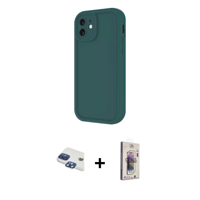MARSİLYAN™- iPhone 11 Kılıf Yankı Yansıma Özel Seri - Siyah Bilvis 3D Cam Ekran Koruyucu + Pers Alüminyum Kamera Lens - LT