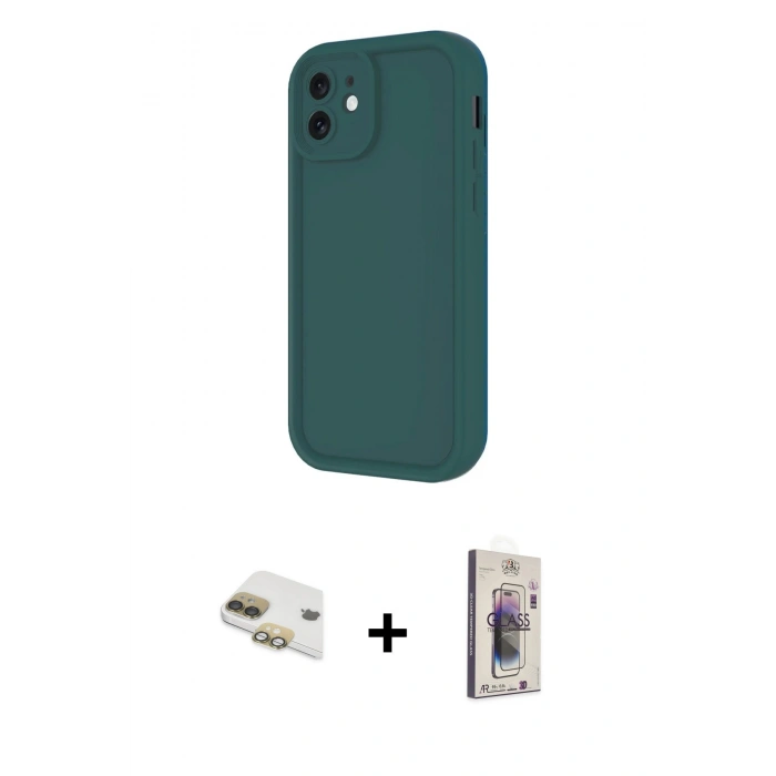 MARSİLYAN™- iPhone 11 Kılıf Yankı Yansıma Özel Seri - Siyah Bilvis 3D Cam Ekran Koruyucu + Pers Alüminyum Kamera Lens - GD