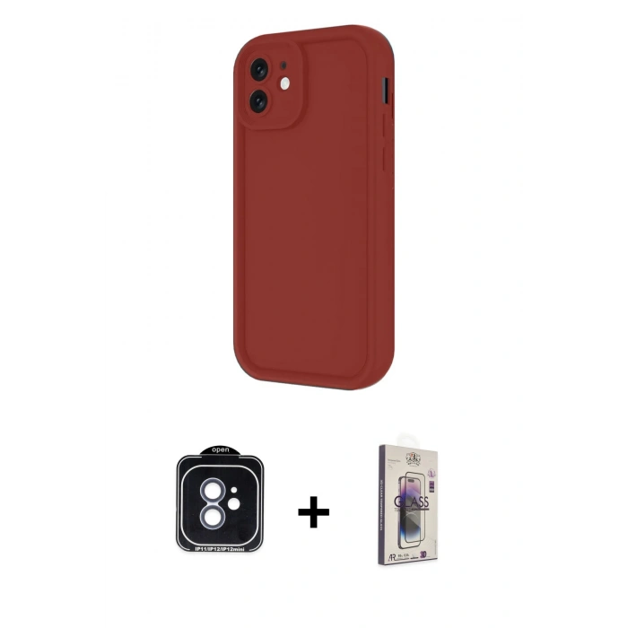 MARSİLYAN™- iPhone 11 Kılıf Yankı Yansıma Özel Seri - Siyah Bilvis 3D Cam Ekran Koruyucu + PVD Metal Kamera Lens - MI