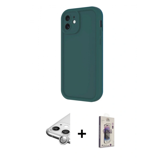 MARSİLYAN™- iPhone 11 Kılıf Yankı Yansıma Özel Seri - Siyah Bilvis 3D Cam Ekran Koruyucu + Raze Metal Kamera Lens - GS