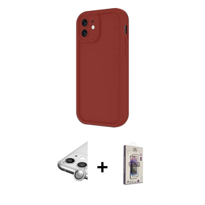 MARSİLYAN™- iPhone 11 Kılıf Yankı Yansıma Özel Seri - Siyah Bilvis 3D Cam Ekran Koruyucu + Raze Metal Kamera Lens - GS