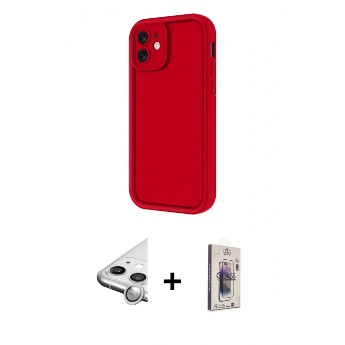 MARSİLYAN™- iPhone 11 Kılıf Yankı Yansıma Özel Seri - Siyah Bilvis 3D Cam Ekran Koruyucu + Raze Metal Kamera Lens - GS