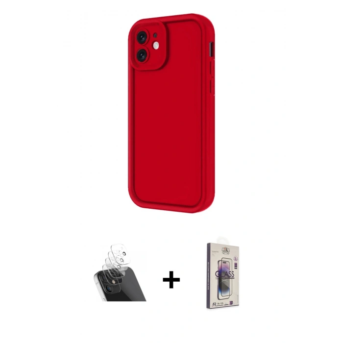 MARSİLYAN™- iPhone 11 Kılıf Yankı Yansıma Özel Seri - Siyah Bilvis 3D Cam Ekran Koruyucu + Kamera Lens Koruma Cam - SF