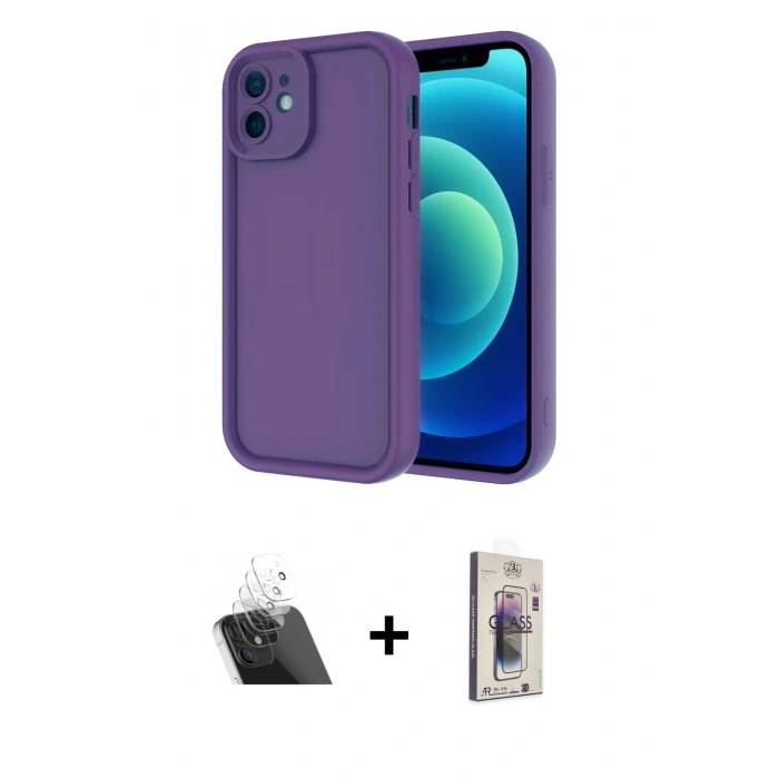 MARSİLYAN™- iPhone 11 Kılıf Yankı Yansıma Özel Seri - Siyah Bilvis 3D Cam Ekran Koruyucu + Kamera Lens Koruma Cam - SF
