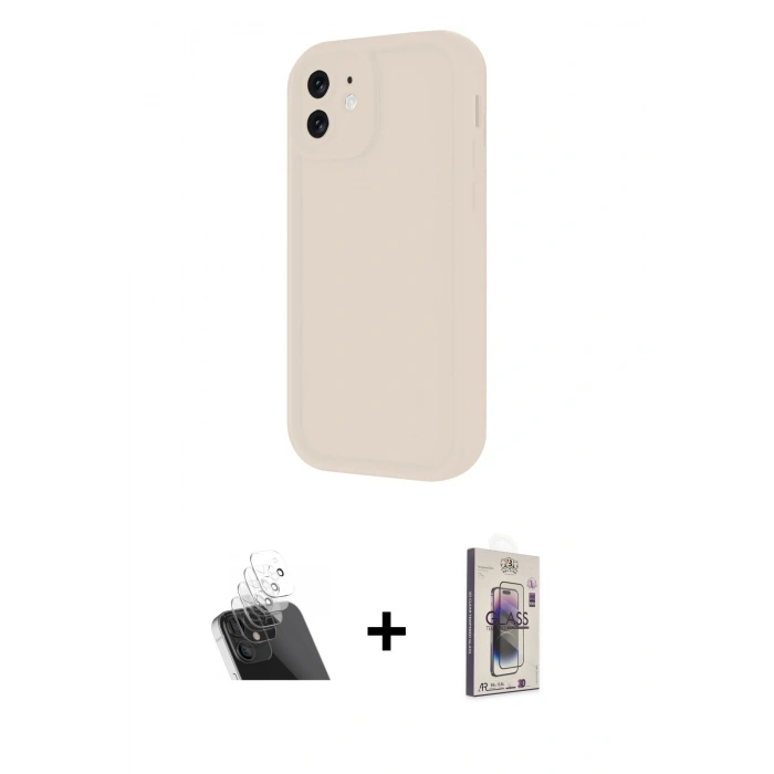 MARSİLYAN™- iPhone 11 Kılıf Yankı Yansıma Özel Seri - Siyah Bilvis 3D Cam Ekran Koruyucu + Kamera Lens Koruma Cam - SF