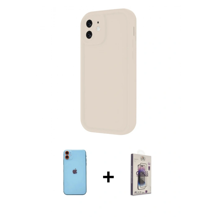 MARSİLYAN™- iPhone 11 Kılıf Yankı Yansıma Özel Seri - Siyah Bilvis 3D Cam Ekran Koruyucu + Neon Fosforlu Kamera Lens - TU