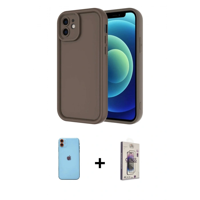 MARSİLYAN™- iPhone 11 Kılıf Yankı Yansıma Özel Seri - Siyah Bilvis 3D Cam Ekran Koruyucu + Neon Fosforlu Kamera Lens - TU