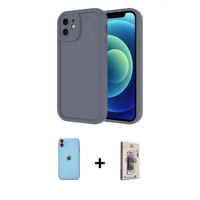 MARSİLYAN™- iPhone 11 Kılıf Yankı Yansıma Özel Seri - Siyah Bilvis 3D Cam Ekran Koruyucu + Neon Fosforlu Kamera Lens - TU