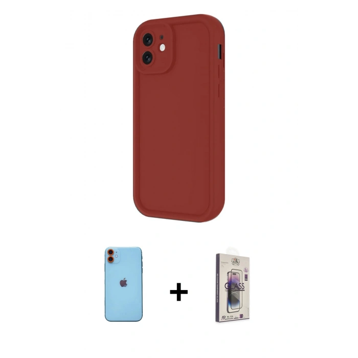 MARSİLYAN™- iPhone 11 Kılıf Yankı Yansıma Özel Seri - Siyah Bilvis 3D Cam Ekran Koruyucu + Neon Fosforlu Kamera Lens - TU