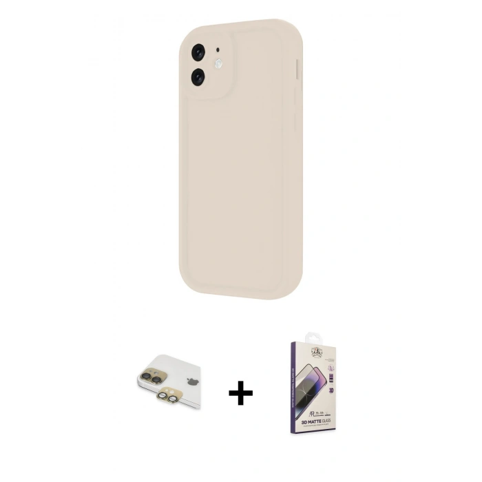 MARSİLYAN™- iPhone 11 Kılıf Yankı Yansıma Özel Seri - Siyah Bilvis 3D Mat Cam Ekran Koruyucu + Pers Alüminyum Kamera Lens - GD