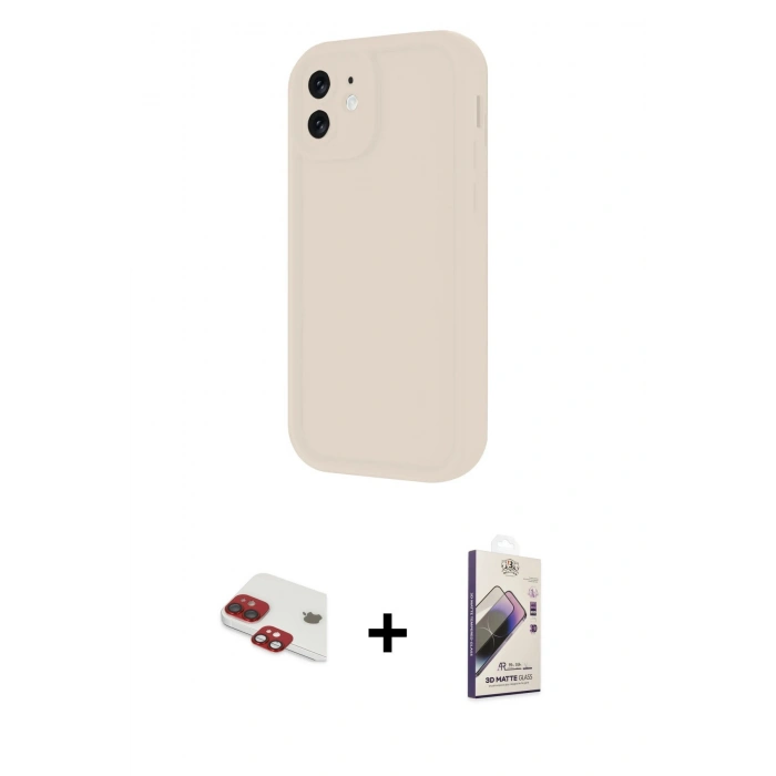 MARSİLYAN™- iPhone 11 Kılıf Yankı Yansıma Özel Seri - Siyah Bilvis 3D Mat Cam Ekran Koruyucu + Kırmızı Pers Alüminyum Kamera Lens