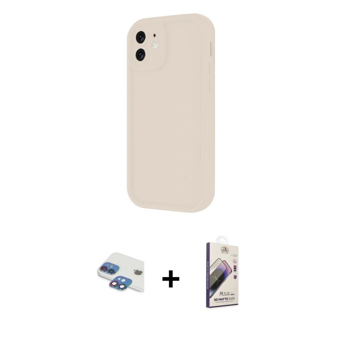 MARSİLYAN™- iPhone 11 Kılıf Yankı Yansıma Özel Seri - Siyah Bilvis 3D Mat Cam Ekran Koruyucu + Pers Alüminyum Kamera Lens - GI