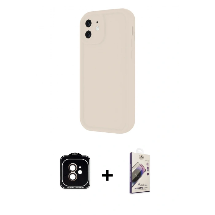 MARSİLYAN™- iPhone 11 Kılıf Yankı Yansıma Özel Seri - Siyah Bilvis 3D Mat Cam Ekran Koruyucu + Turuncu PVD Metal Kamera Lens
