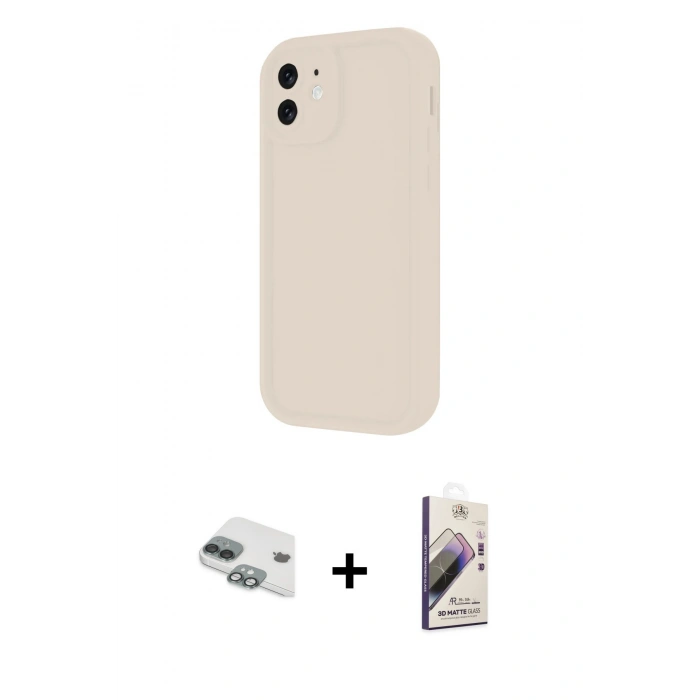 MARSİLYAN™- iPhone 11 Kılıf Yankı Yansıma Özel Seri - Siyah Bilvis 3D Mat Cam Ekran Koruyucu + Pers Alüminyum Kamera Lens - YL