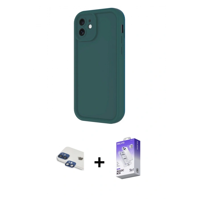 MARSİLYAN™- iPhone 11 Kılıf Yankı Yansıma Özel Seri - Siyah Bilvis 5in1 3D Magic Cam Ekran Koruyucu + Pers Alüminyum Kamera Lens - LT